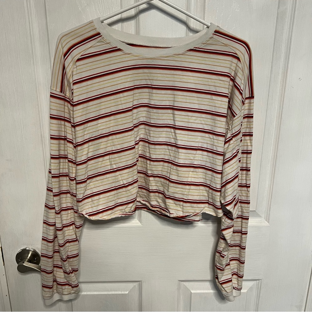 BDG Cream/Red striped top